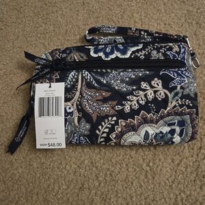 RFID Vera Bradley Navy and Brown Paisley Wristlet
